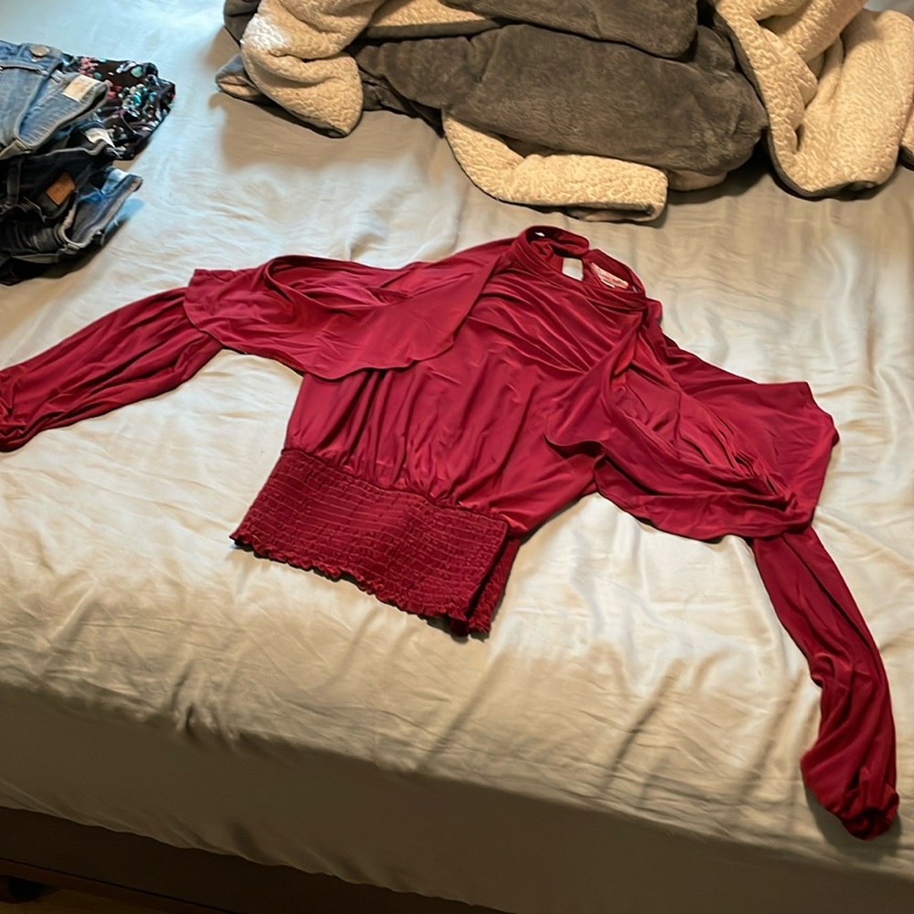 Willow + Root Open Shoulder Halter Neck Blouse